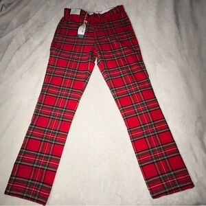 Castaway Men's Red and Green Plaid Pants size 32”x32” NEW